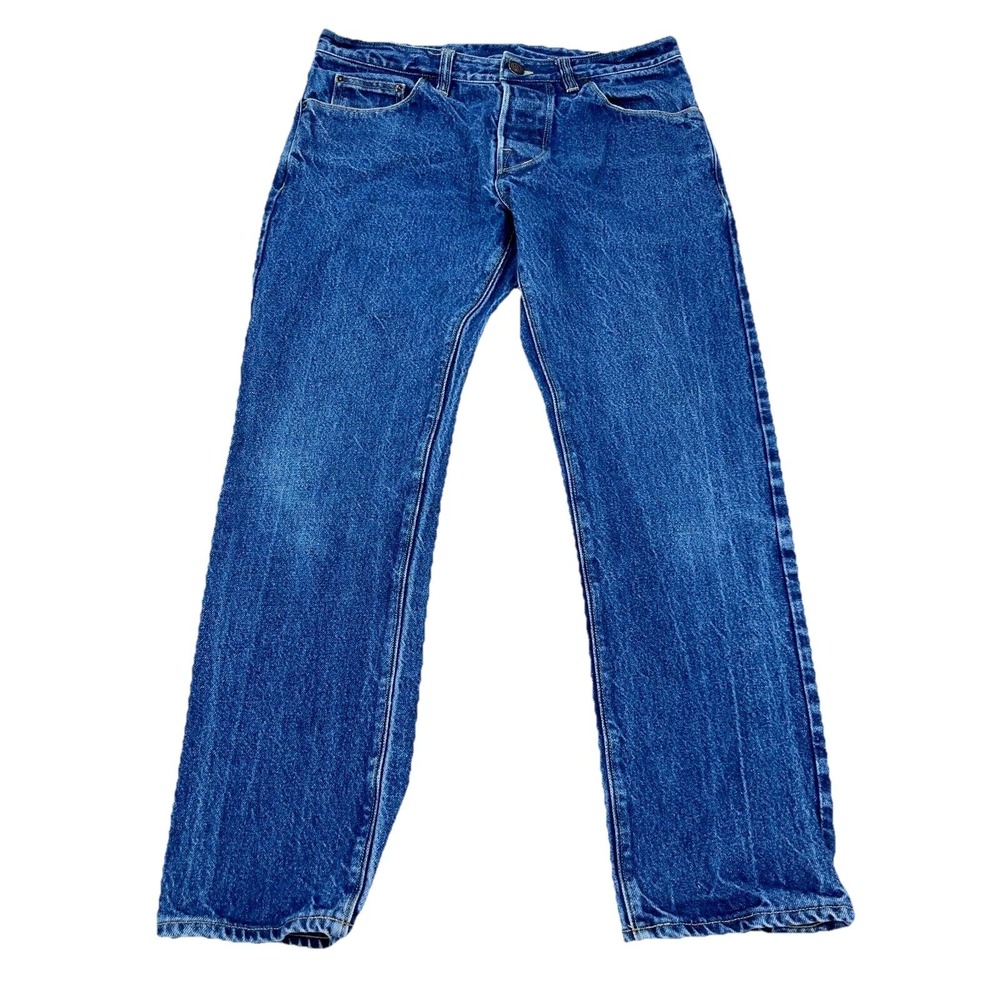 Shockoe Atelier Jeans Men 32x28 Slim Straight Denim Button Fly Med Wash Faded